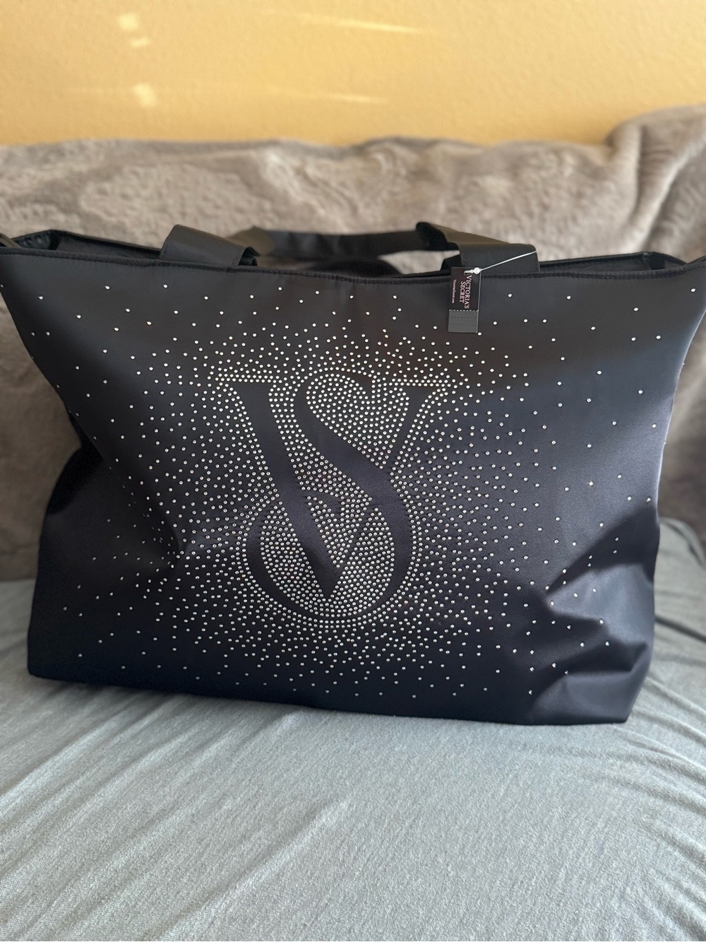 Victoria's Secret Black Tote with Crystal VS Logo